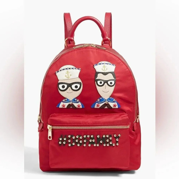 Dolce & Gabanna Red Appliquéd Shell Backpack NWT - Picture 2 of 11